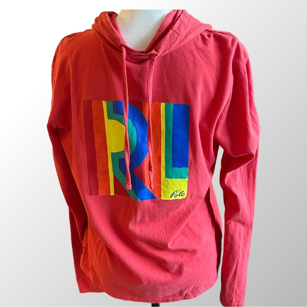 Polo Ralph Lauren Hooded Shirt Men’s Medium Red‎ Logo Long Sleeve